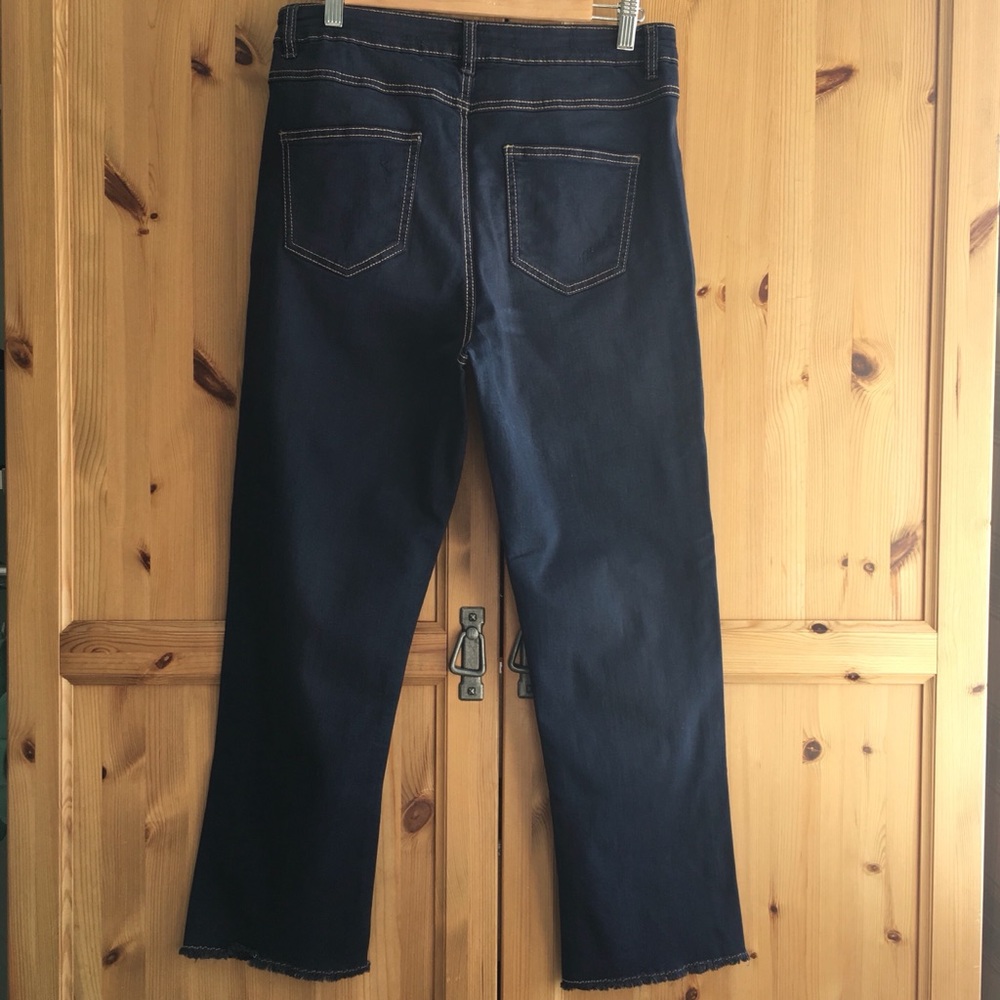 Straight Leg Crop Dark Wash Jeans High Rise